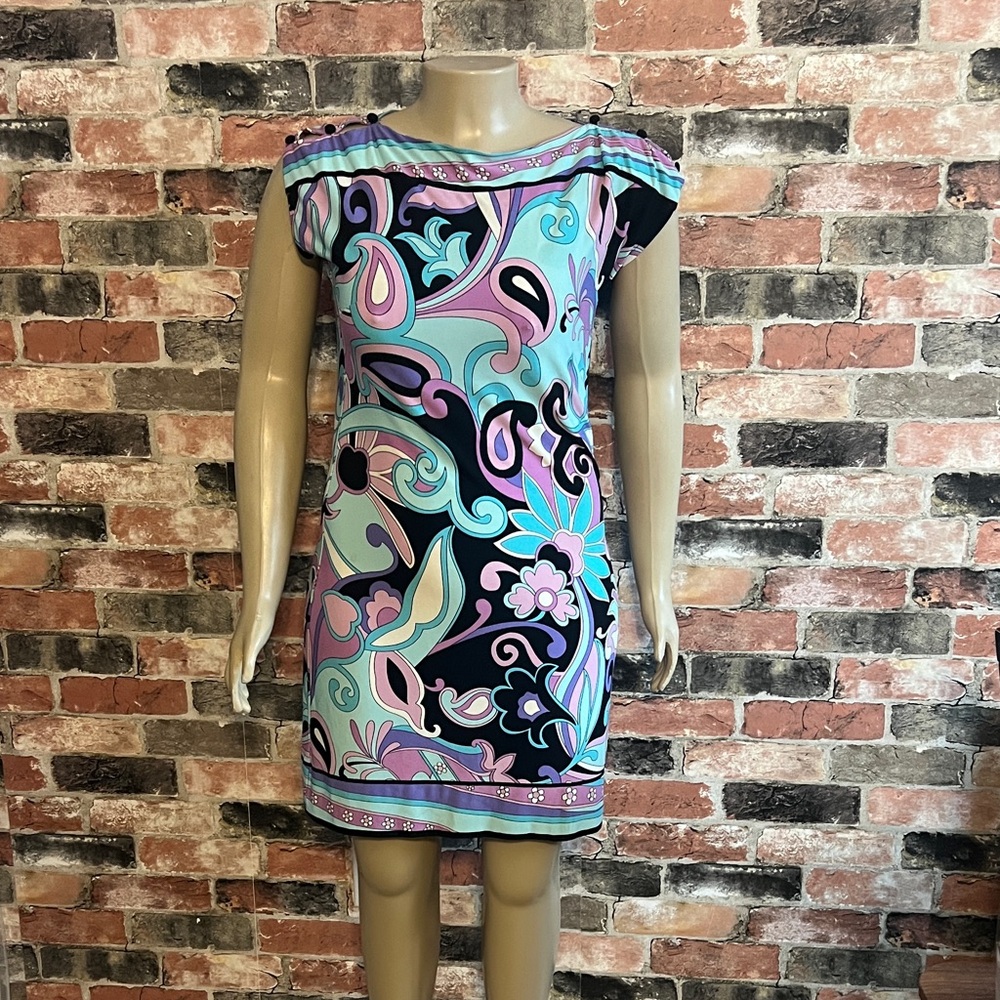 Donna Morgan Size 12 Vibrant Paisley Mini Dress